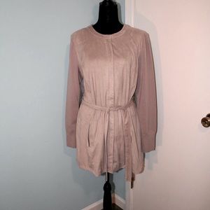 H by Halston mid-length faux suede zip jacket 14